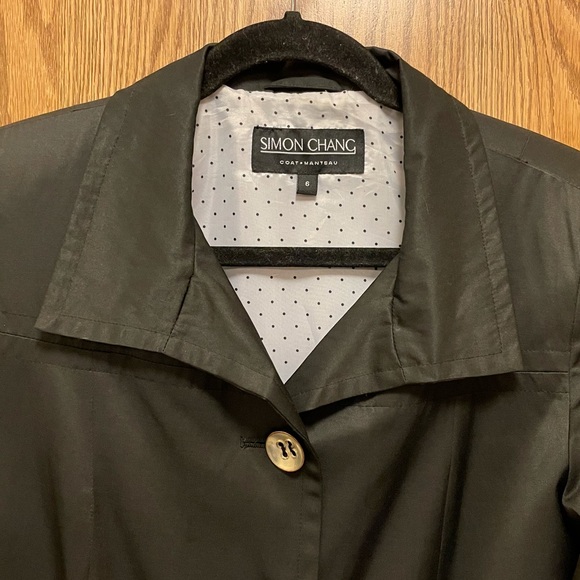 Simon Chang Black Trench Coat | Size 6 - Picture 6 of 8